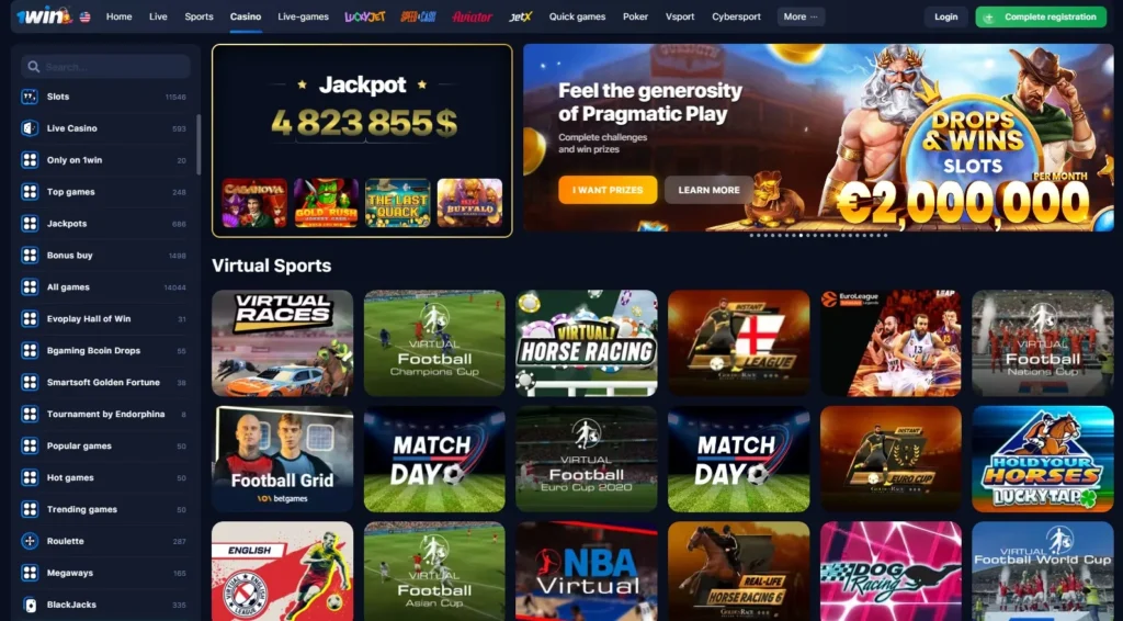 1WIN's virtual sport games in online casino
